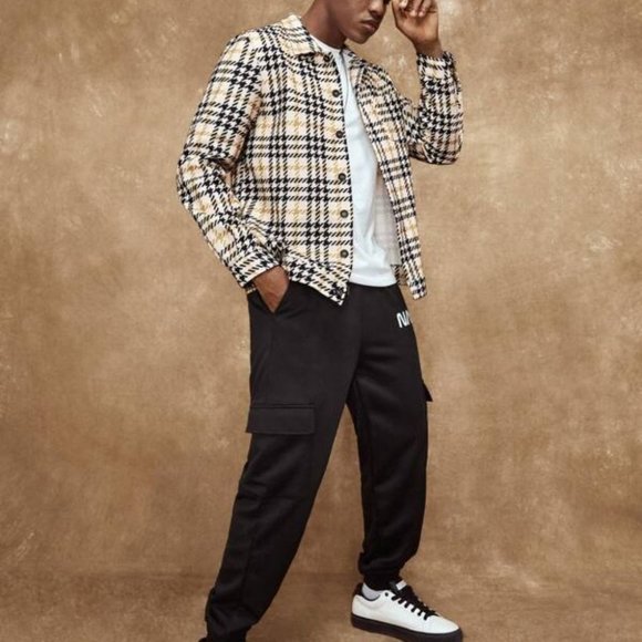 Guys Plaid Button Front Pocket Overcoat Shacket - Picture 2 of 5